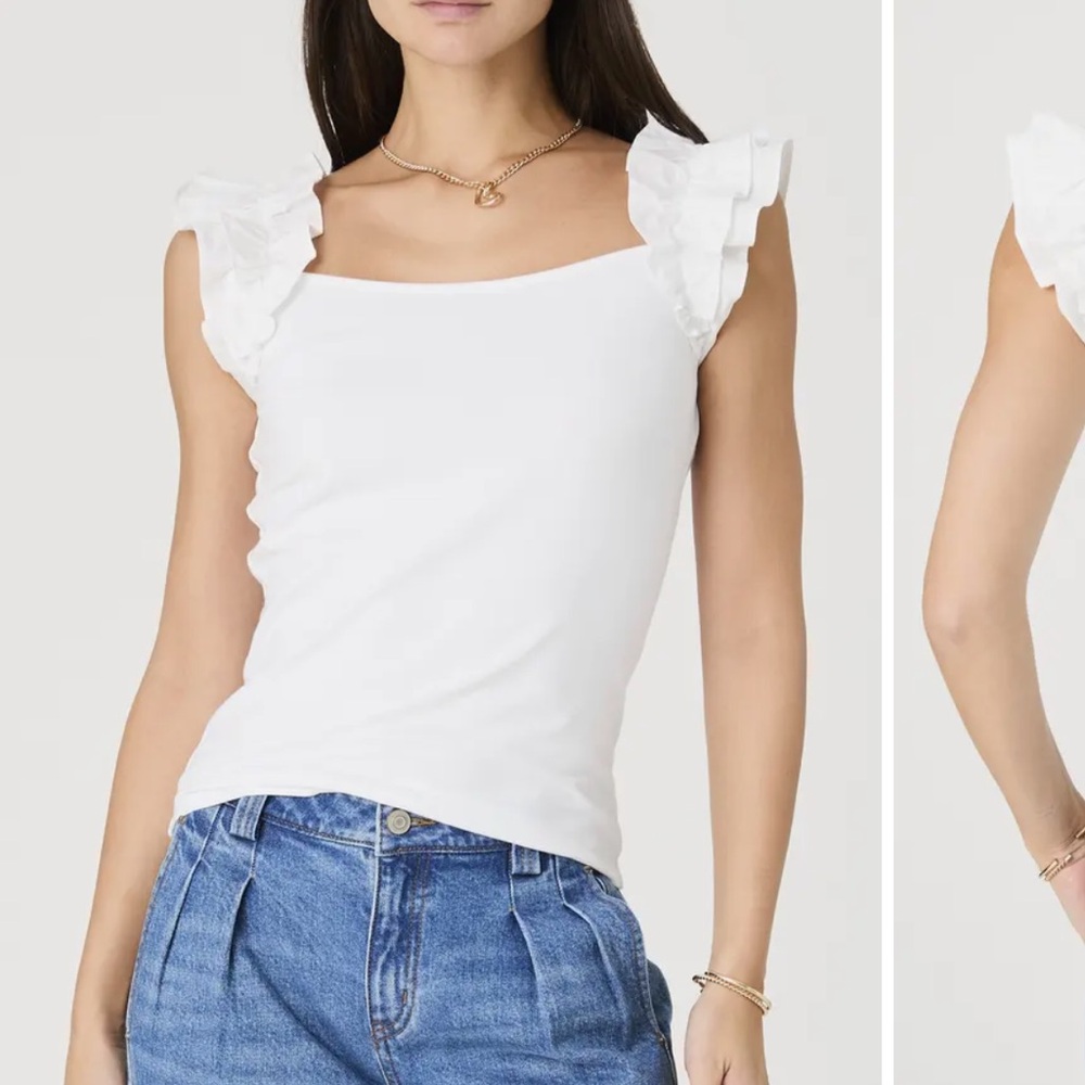 French Connection rallie cotton frill sleeveless tank NWT